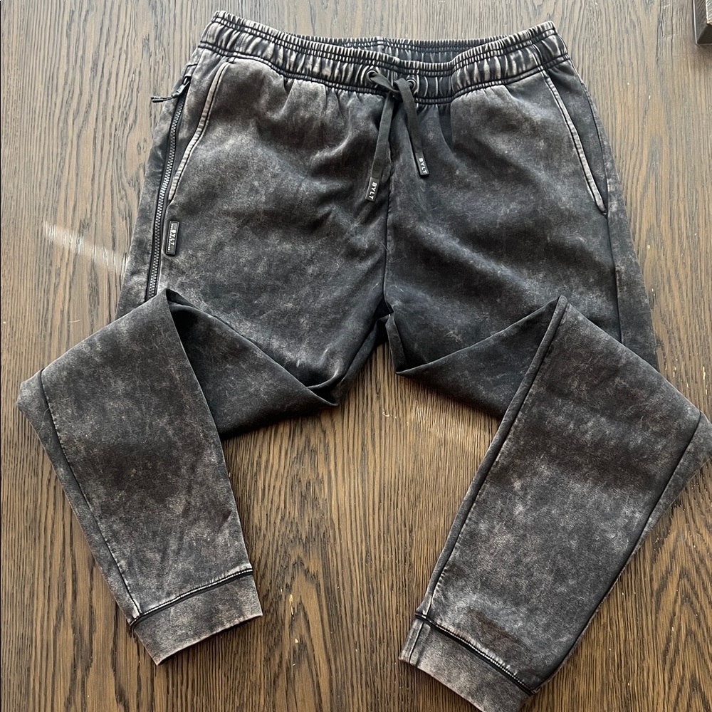 Men's Bylt Roamknit Washed Black Joggers- Large. Originally $98. Sold out online